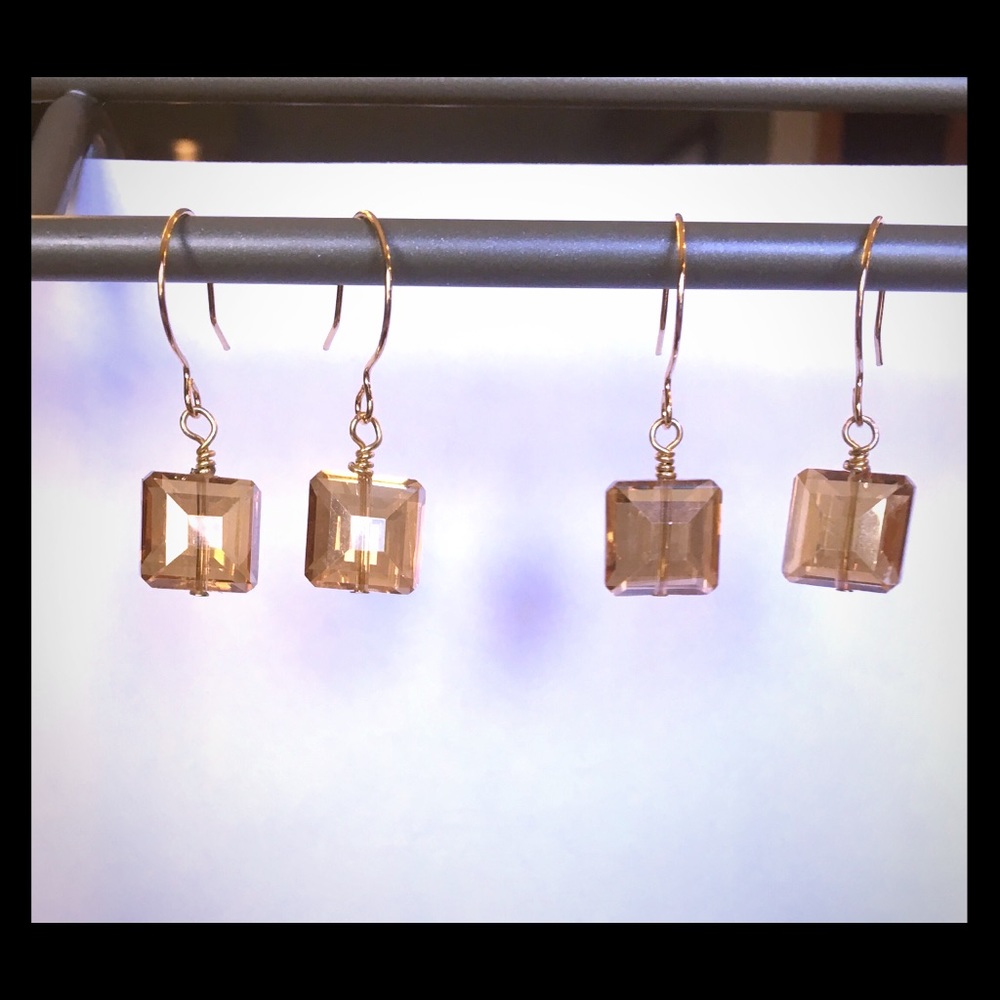 Honey Square Crystal Earrings